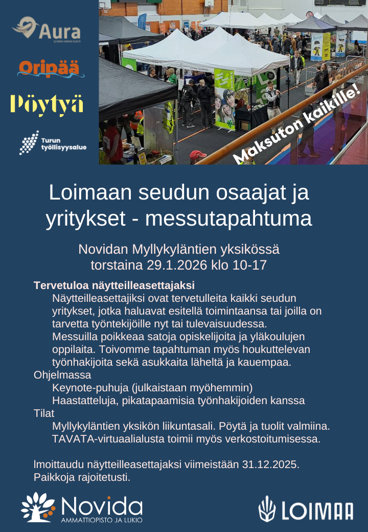 Kuva tapahtuman esitteestä näytteilleasettajille.