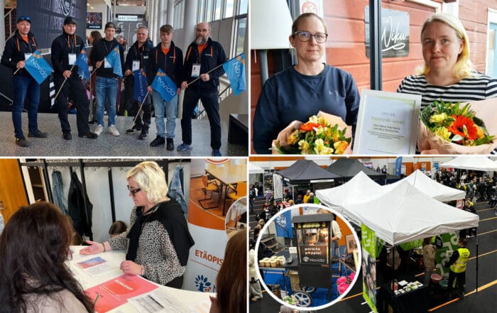 Kuvakollaasi "Novidan vuosi 2025" -artikkeliin. Kuvissa tapahtumia vuodelta 2025.