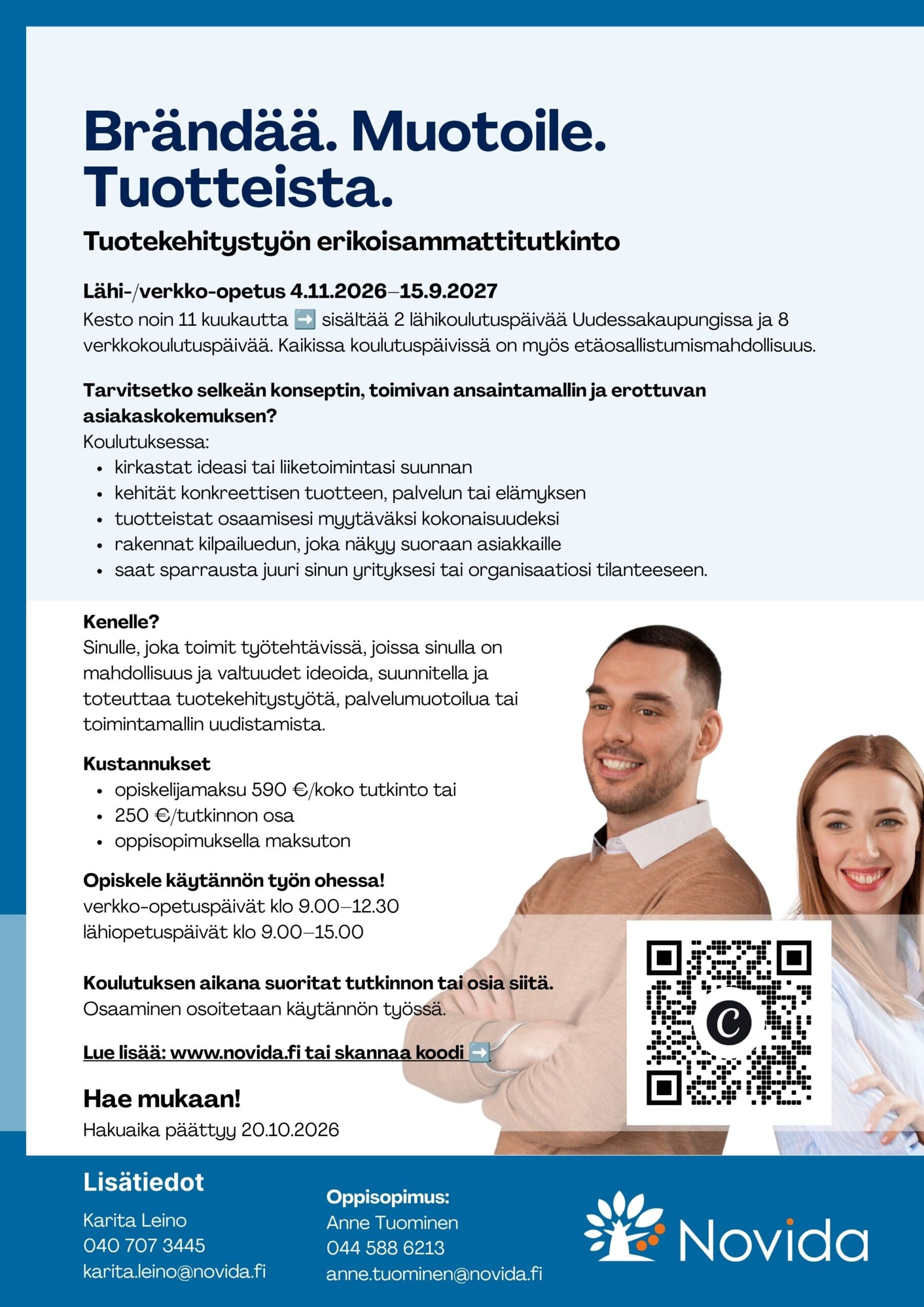 Kuva tuotekehitystyön erikoisammattitutkinnon esitteestä.